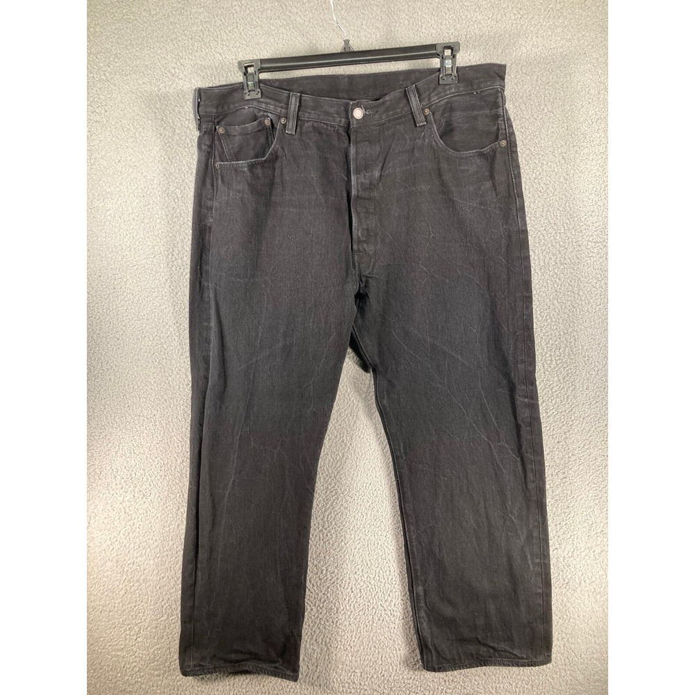 Levi's Jeans Men's 42x30 Black Button Fly 501 Straight Western Rodeo 100% Cotton